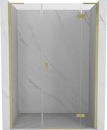 Mexen Mist-H L right hinged shower door 130 cm, transparent, brushed gold - 8A5L-130-001-55-00-P