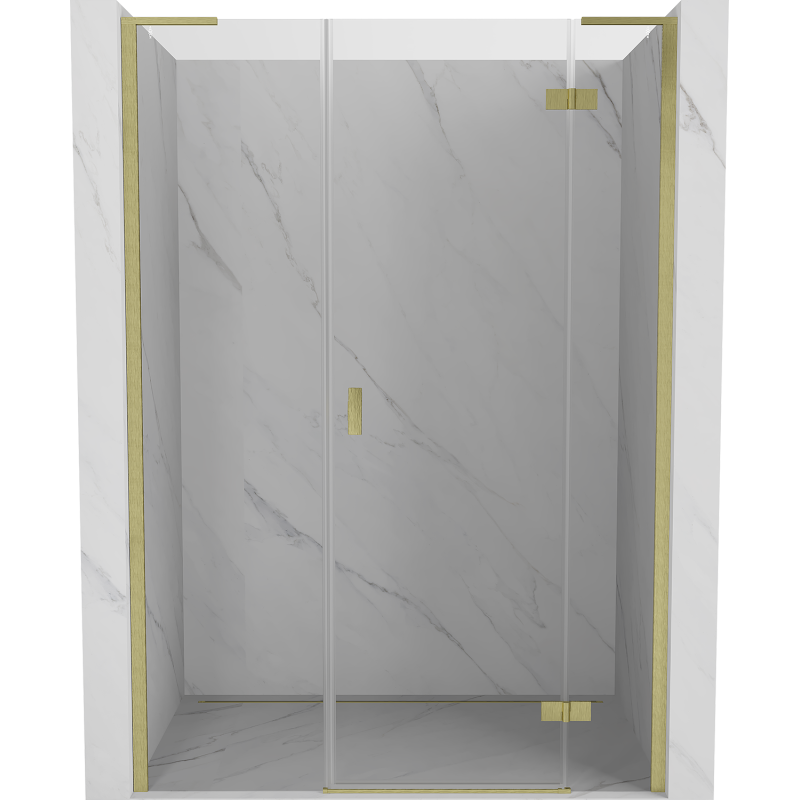 Mexen Mist-H L right hinged shower door 140 cm, transparent, brushed gold - 8A5L-140-001-55-00-P