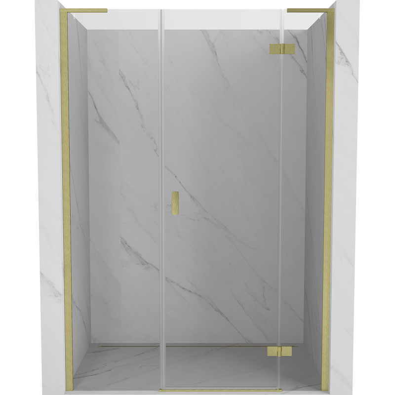 Mexen Mist-H L shower door swing right 140 cm, transparent, brushed gold - 8A5L-140-001-55-00-P