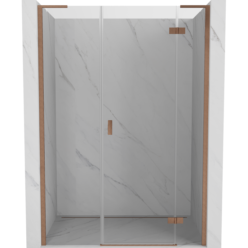 Mexen Mist-H L shower doors swing right 120 cm, transparent, brushed copper - 8A5L-120-001-65-00-P