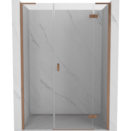 Mexen Mist-H L 135 cm Right Hinged Shower Door, Transparent, Brushed Copper - 8A5L-135-001-65-00-P