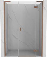 Mexen Mist-H L 140 cm Right-Swing Shower Door, Transparent, Brushed Copper - 8A5L-140-001-65-00-P