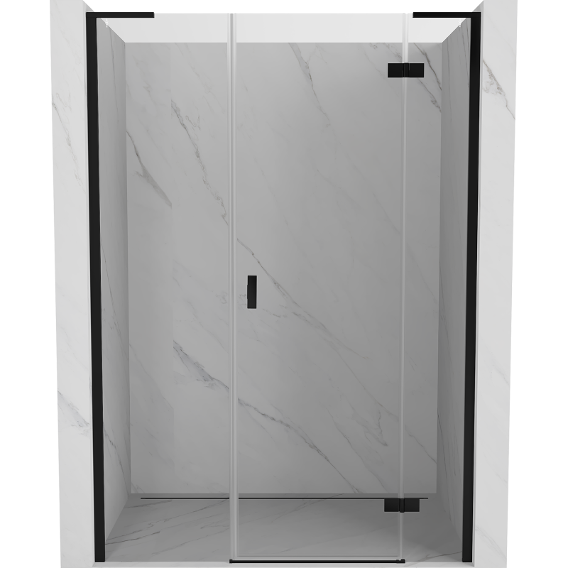 Mexen Mist-H L 150 cm Right Swing Shower Door, Transparent, Black - 8A5L-150-001-70-00-P