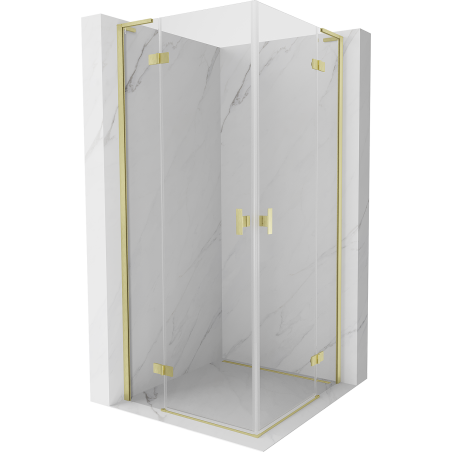Mexen Mist-H L Duo Hinged Shower Enclosure 100 x 100 cm, Transparent, Brushed Gold - 8A5L-100L-100P-55-00
