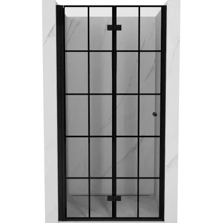 Mexen Mist-F foldable left shower door 75 cm, black grid, black - 8A6-075-000-70-77-L