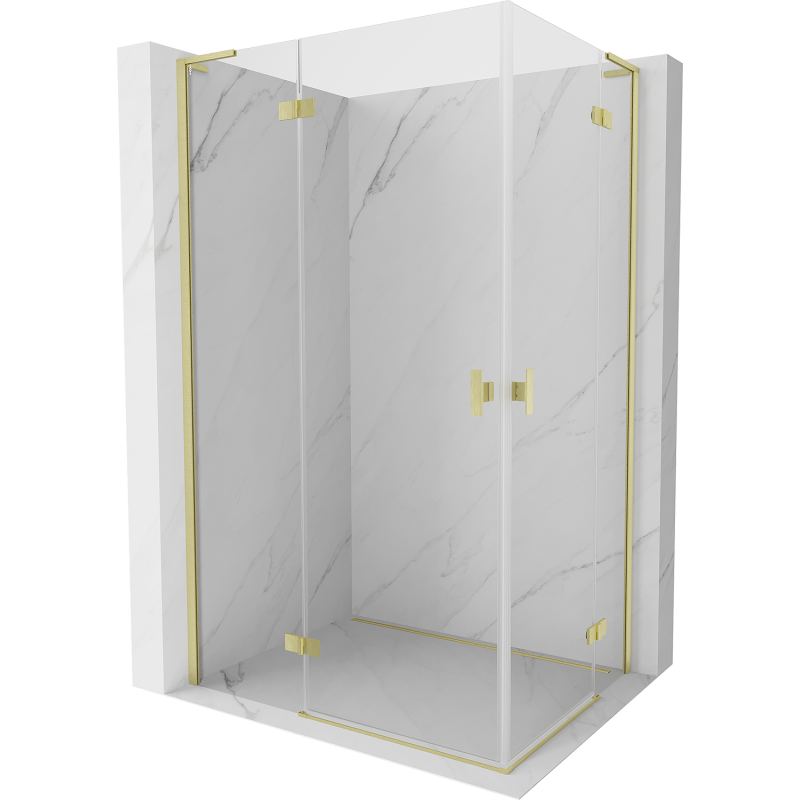 Mexen Mist-H L Duo 100 x 110 cm Hinged Shower Enclosure, Transparent, Brushed Gold - 8A5L-100L-110P-55-00