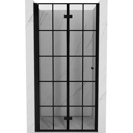 Mexen Mist-F folding shower door left 80 cm, black grid, black - 8A6-080-000-70-77-L