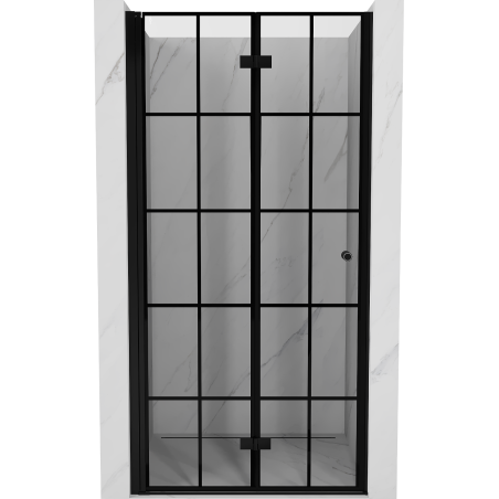 Mexen Mist-F foldable shower door left 85 cm, black grid, black - 8A6-085-000-70-77-L