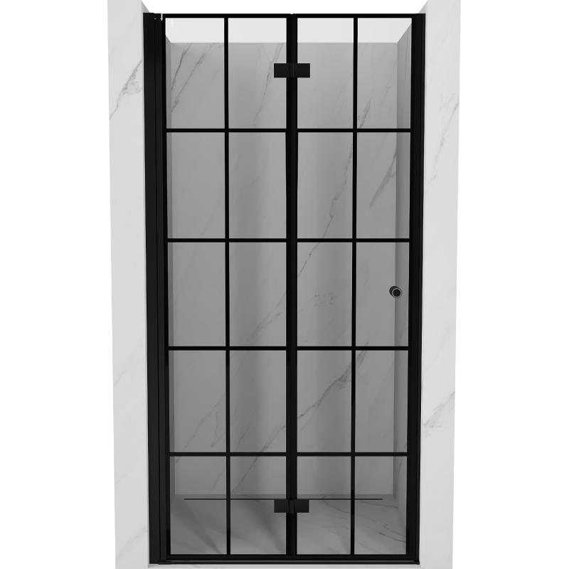 Mexen Mist-F folding shower door left 100 cm, black grid, black - 8A6-100-000-70-77-L