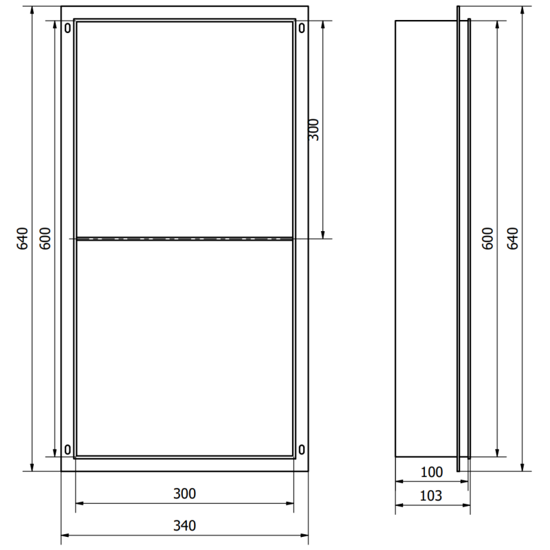Mexen X-Wall-NR recessed shelf with a flange and shelf 60 x 30 cm, Gold - 1951603010S