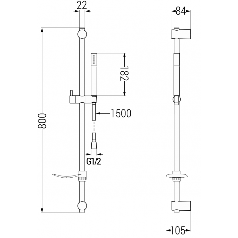 Mexen DF70 sliding shower set, white - 785704582-20