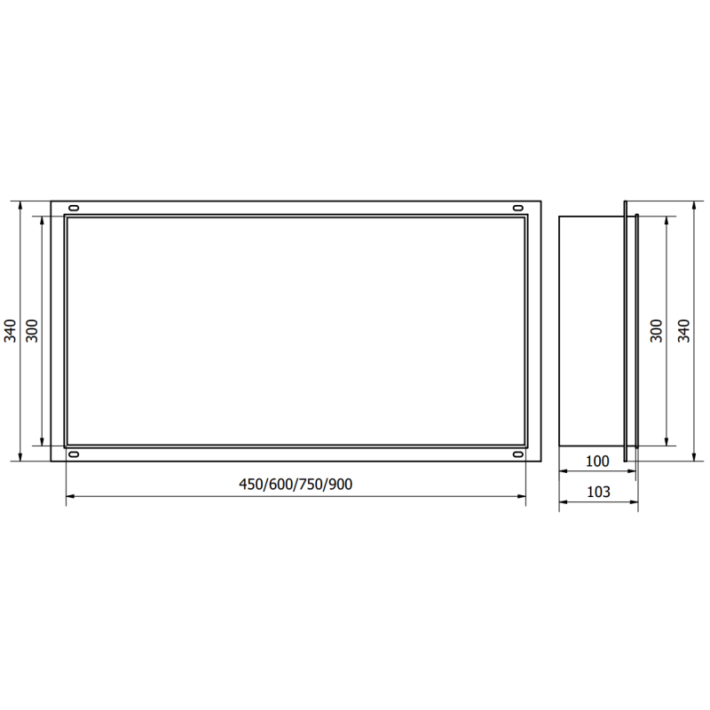 Mexen X-Wall-NR recessed shelf without flange 75 x 30 cm, inox - 1911753010