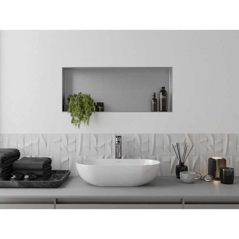 Mexen X-Wall-NR recessed shelf without flange 75 x 30 cm, inox - 1911753010