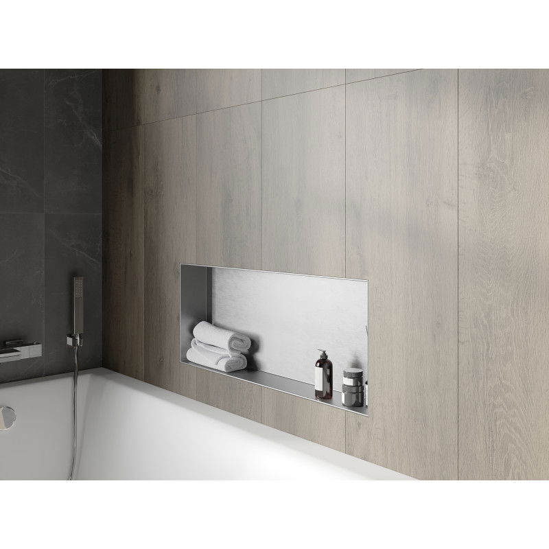 Mexen X-Wall-NR recessed shelf without flange 75 x 30 cm, inox - 1911753010
