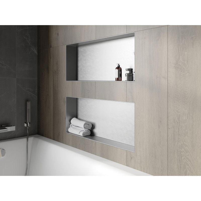 Mexen X-Wall-NR recessed shelf without flange 75 x 30 cm, inox - 1911753010