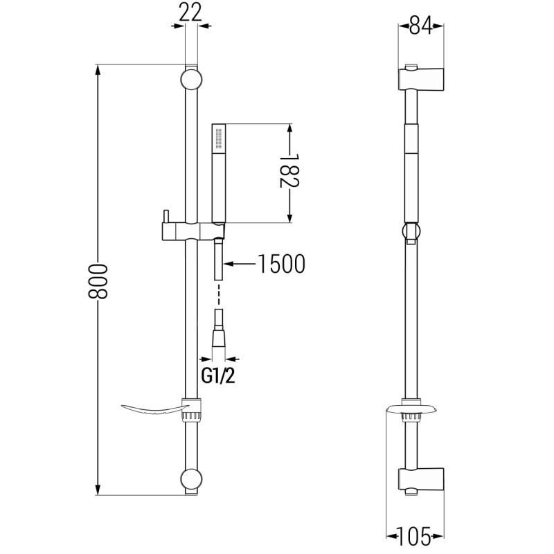 Mexen DF70 sliding shower set, brushed gun gray - 785704582-66