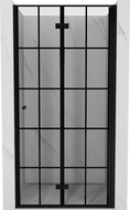 Mexen Mist-F 75 cm Right Folding Shower Door, Black Grid, Black - 8A6-075-000-70-77-P