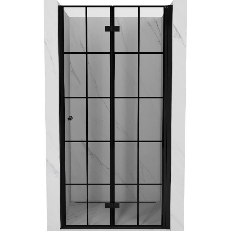 Mexen Mist-F folding shower door right 80 cm, black grid, black - 8A6-080-000-70-77-P