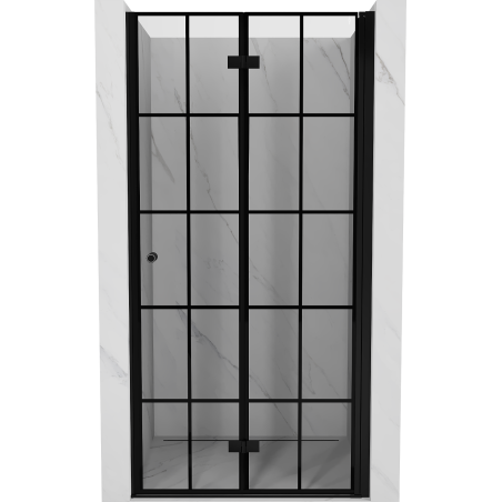 Mexen Mist-F folding shower door right 80 cm, black grid, black - 8A6-080-000-70-77-P