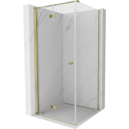 Mexen Mist-F left folding shower cabin 75 x 75 cm, transparent, gold - 8A6T-075-075-50-00-L