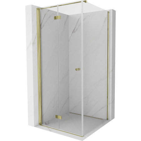 Mexen Mist-F folding shower cabin left 80 x 80 cm, transparent, gold - 8A6T-080-080-50-00-L