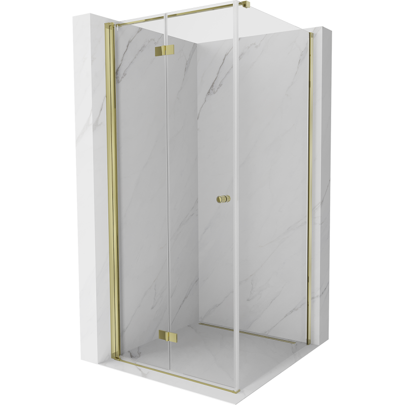 Mexen Mist-F left folding shower cabin 120 x 120 cm, transparent, gold - 8A6T-120-120-50-00-L