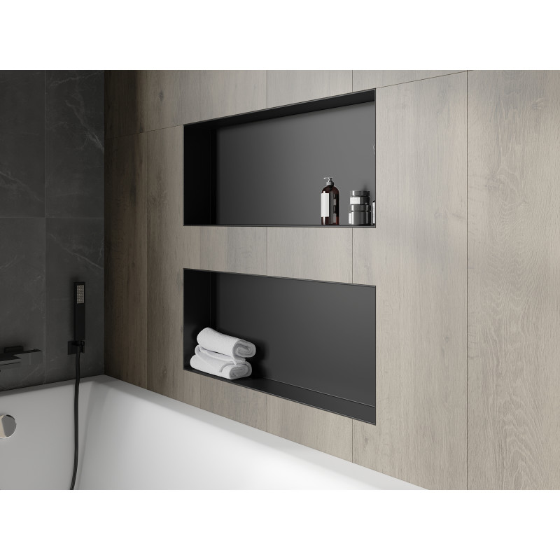 Mexen X-Wall-NR recess shelf without flange 75 x 30 cm, black - 1971753010