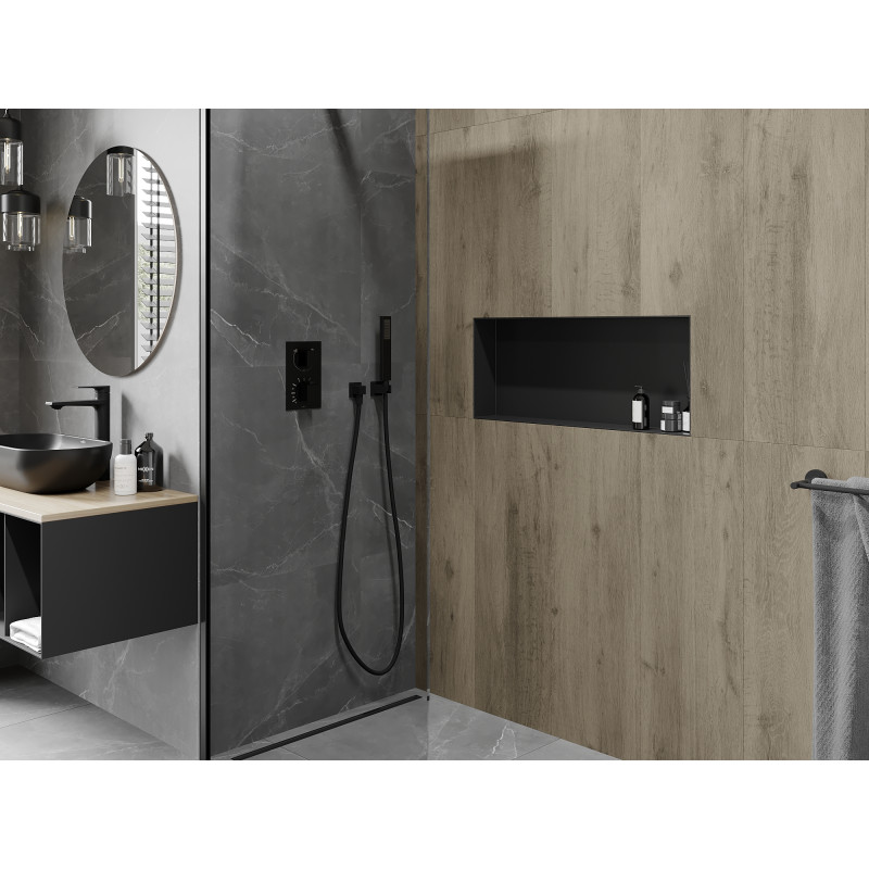 Mexen X-Wall-NR recess shelf without flange 75 x 30 cm, black - 1971753010