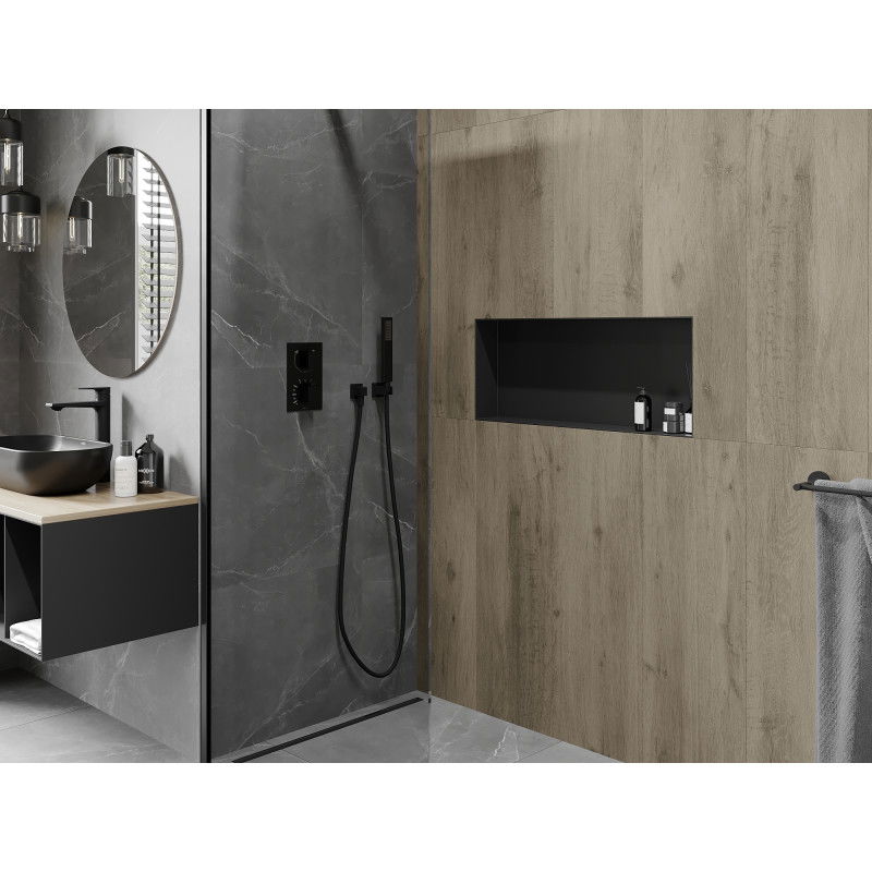 Mexen X-Wall-NR recessed shelf without flange 75 x 30 cm, black - 1971753010