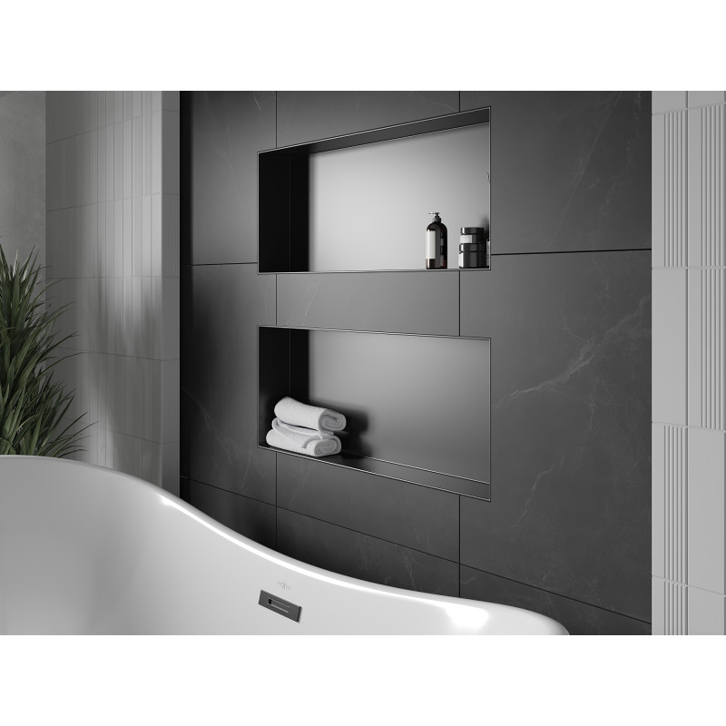 Mexen X-Wall-NR recess shelf without flange 75 x 30 cm, black - 1971753010