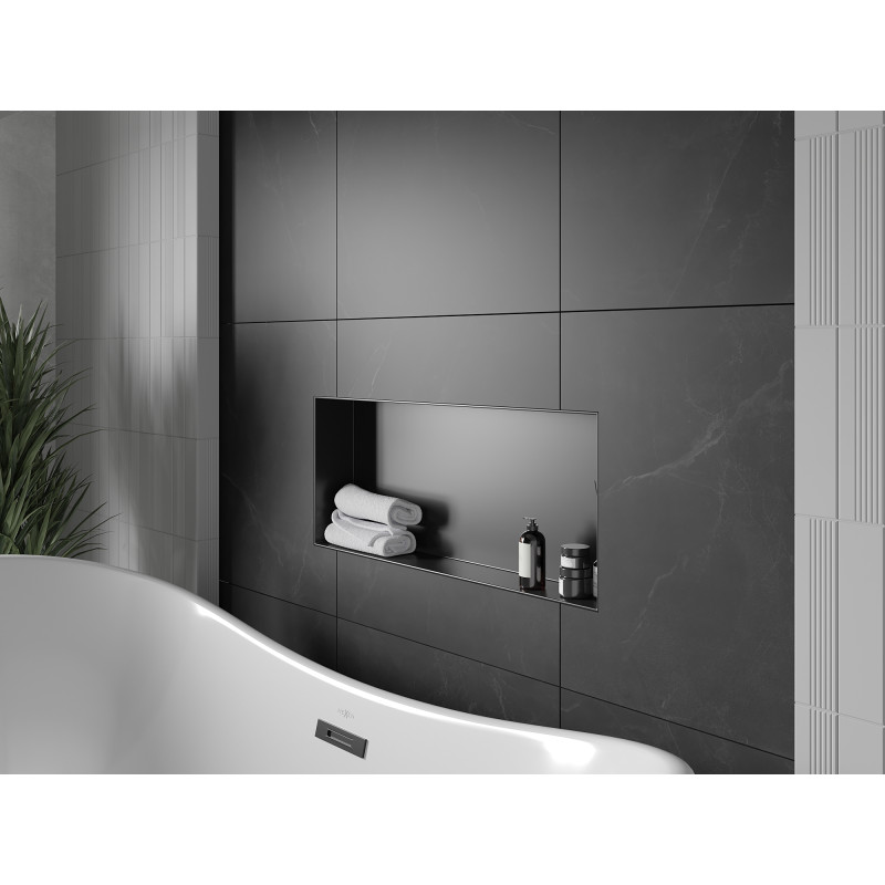 Mexen X-Wall-NR recess shelf without flange 75 x 30 cm, black - 1971753010