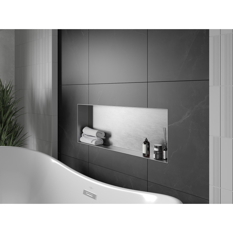 Mexen X-Wall-NR recessed shelf without flange 90 x 30 cm, inox - 1911903010