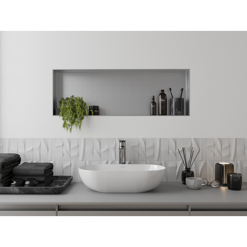 Mexen X-Wall-NR recessed shelf without flange 90 x 30 cm, inox - 1911903010