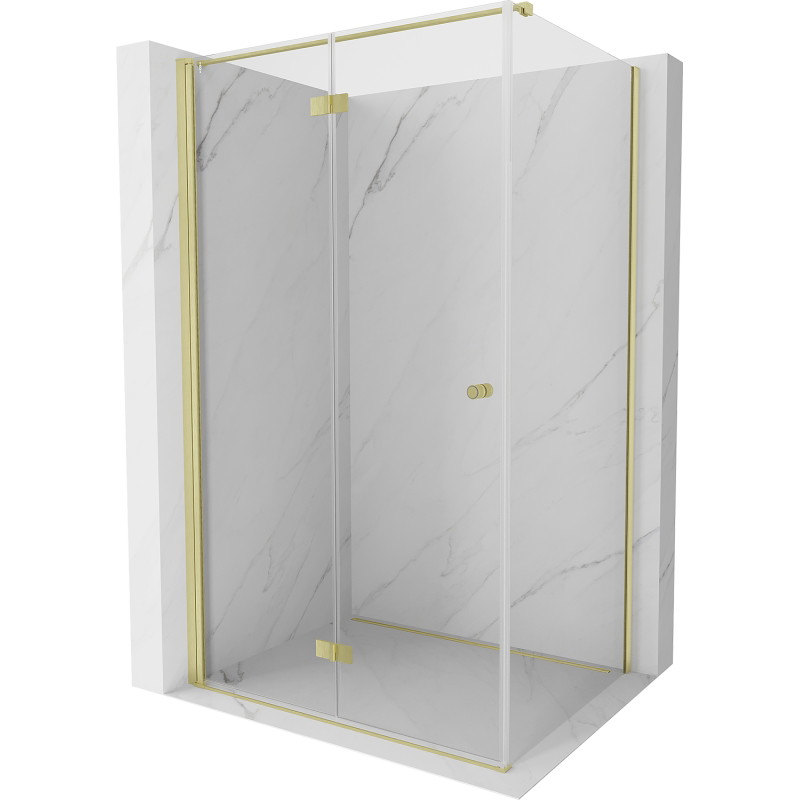 Mexen Mist-F folding shower enclosure left 85 x 70 cm, transparent, brushed gold - 8A6T-085-070-55-00-L