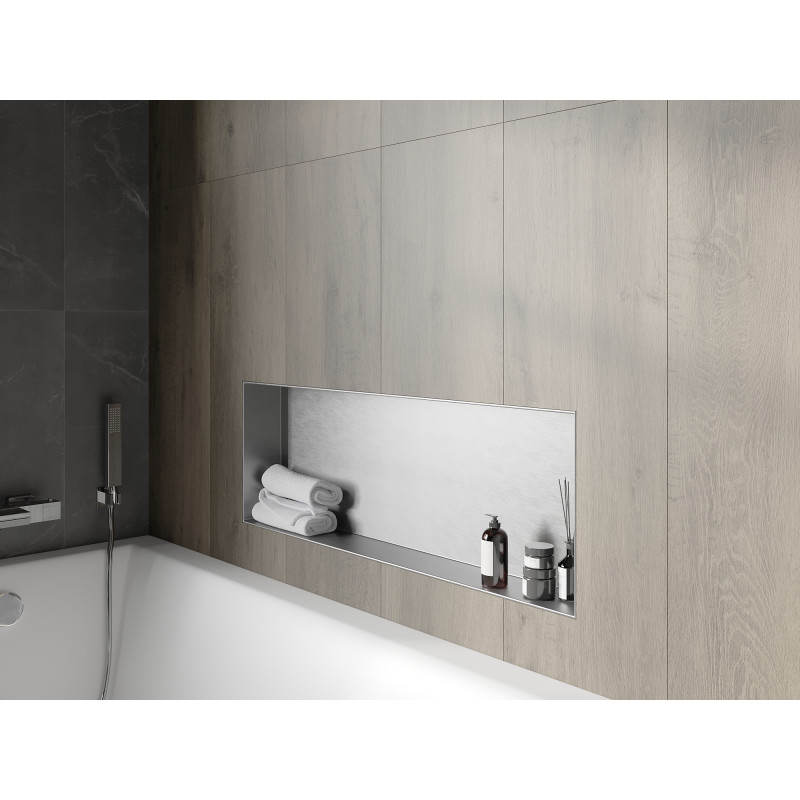 Mexen X-Wall-NR recessed shelf without flange 90 x 30 cm, inox - 1911903010