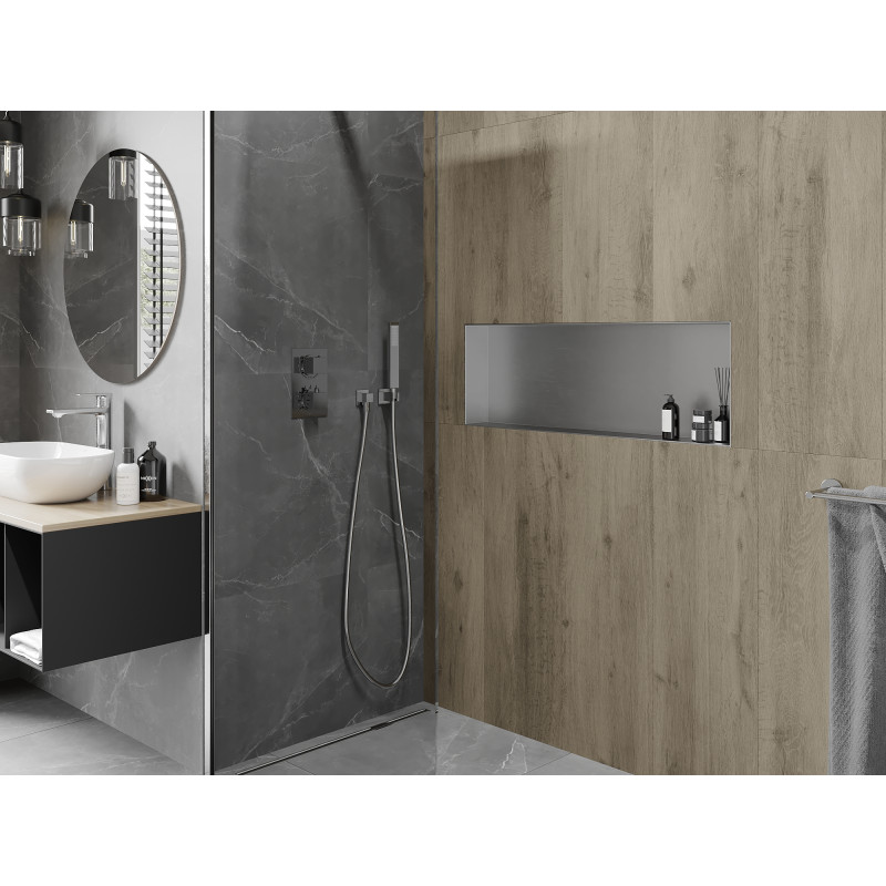 Mexen X-Wall-NR recessed shelf without flange 90 x 30 cm, inox - 1911903010