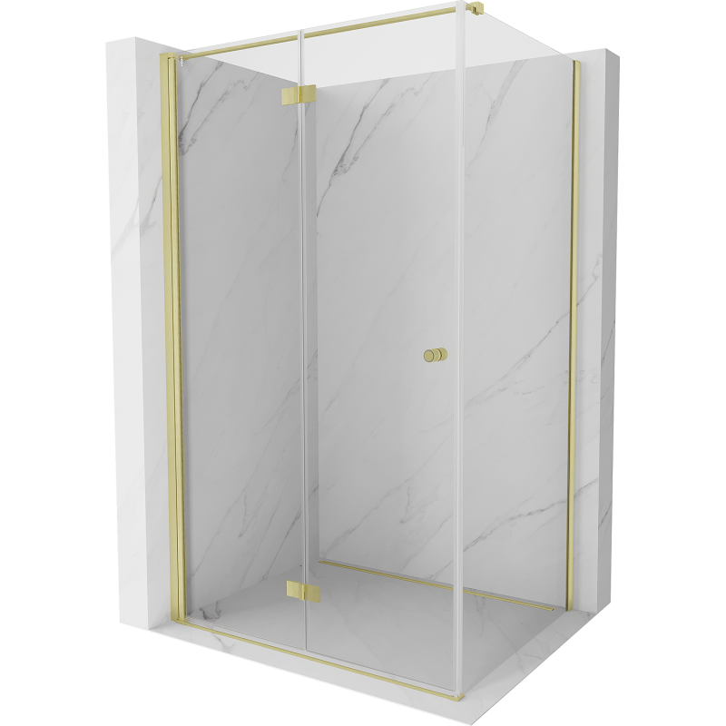 Mexen Mist-F folding shower cabin left 75 x 80 cm, transparent, brushed gold - 8A6T-075-080-55-00-L