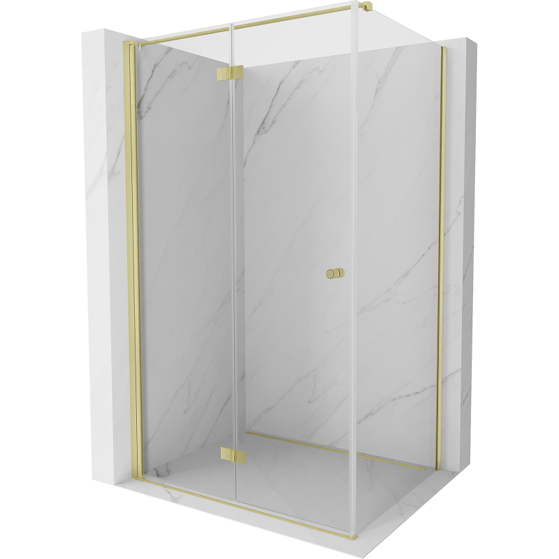 Mexen Mist-F T left folding shower cabin 100 x 80 cm, transparent, brushed gold - 8A6T-100-080-55-00-L