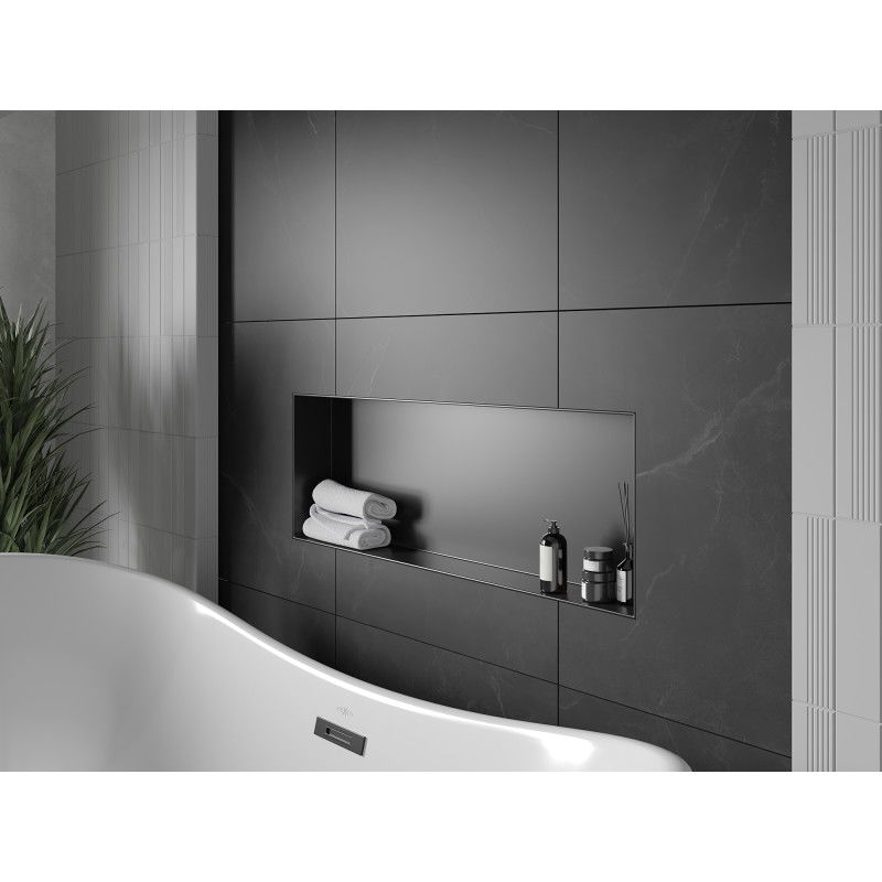 Mexen X-Wall-NR recessed shelf without flange 90 x 30 cm, black - 1971903010