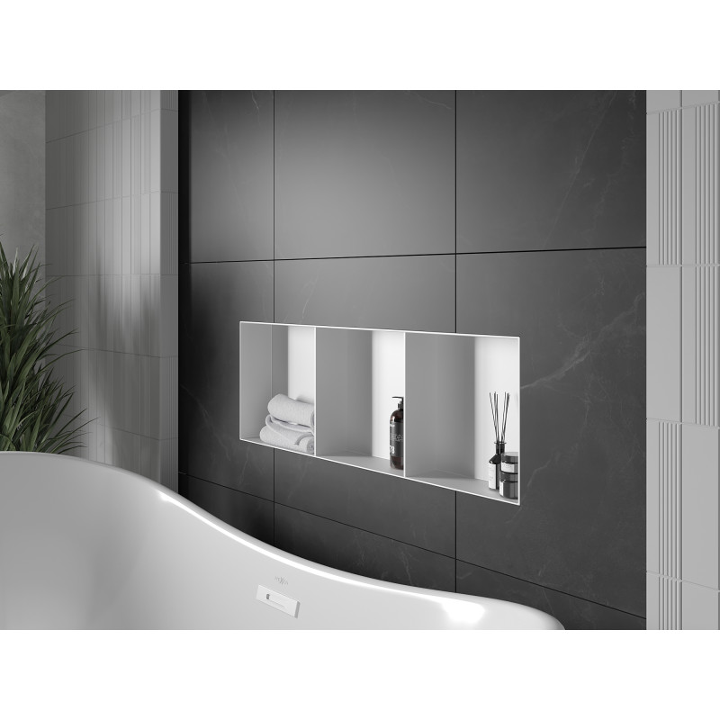 Mexen X-Wall-NR flush-mounted shelf without flange with shelf 90 x 30 cm, white - 1921903010S