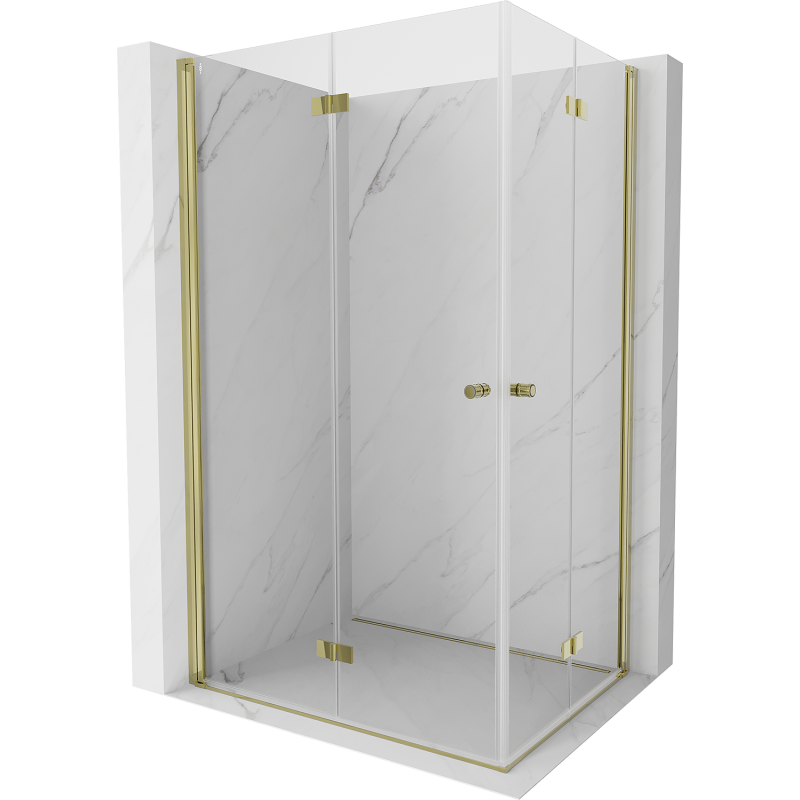 Mexen Mist-F Duo left folded shower enclosure 100 x 75 cm, transparent, gold - 8A6-100L-075P-50-00