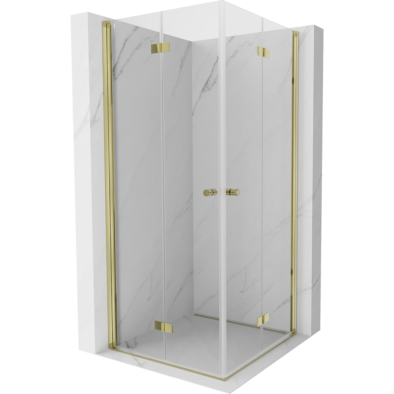 Mexen Mist-F Duo folding shower cabin 80 x 80 cm, transparent, gold - 8A6-080L-080P-50-00