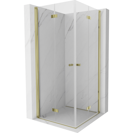 Mexen Mist-F Duo folding shower cabin 80 x 80 cm, transparent, gold - 8A6-080L-080P-50-00