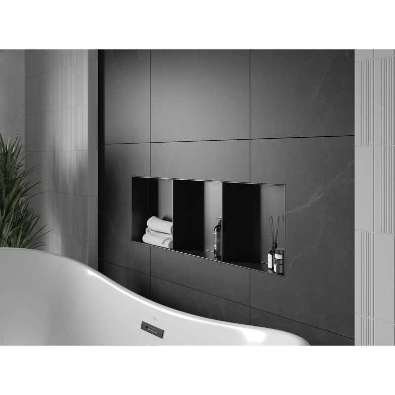 Mexen X-Wall-NR recessed shelf without flange with shelf 90 x 30 cm, black - 1971903010S