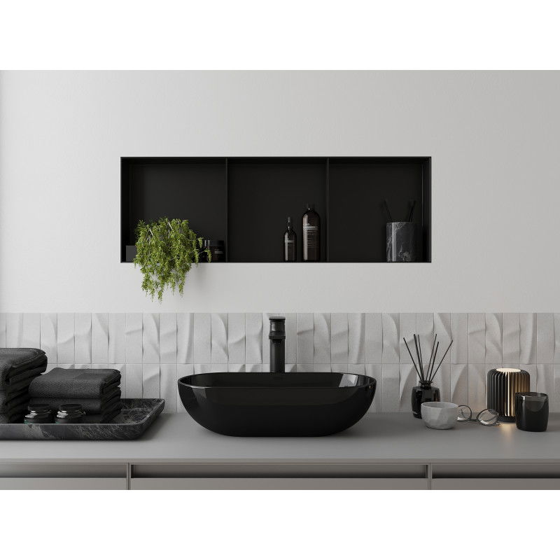 Mexen X-Wall-NR recess shelf without flange with shelf 90 x 30 cm, black - 1971903010S