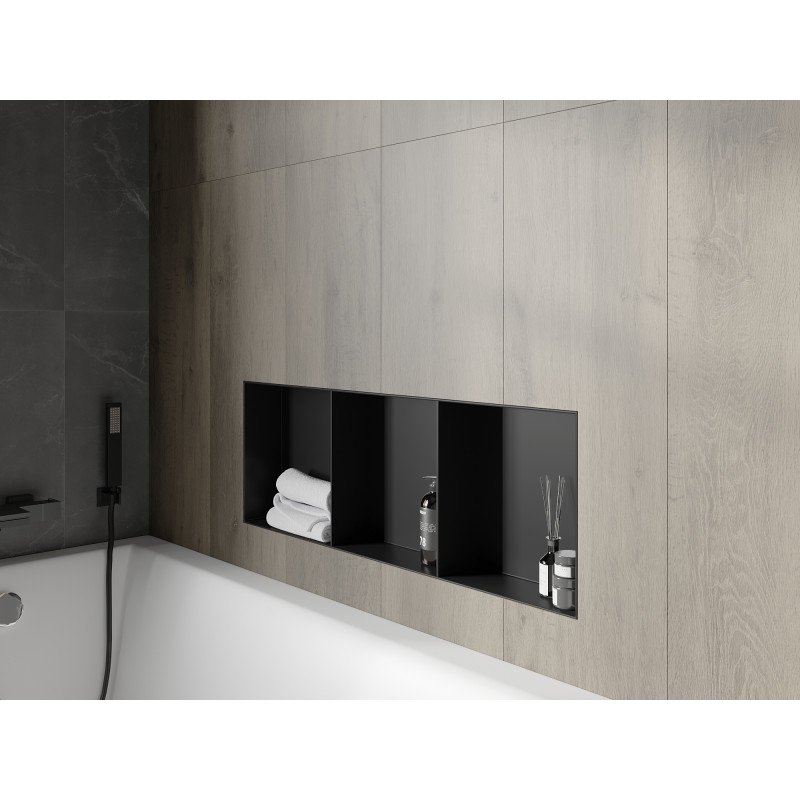 Mexen X-Wall-NR recessed shelf without flange with shelf 90 x 30 cm, black - 1971903010S