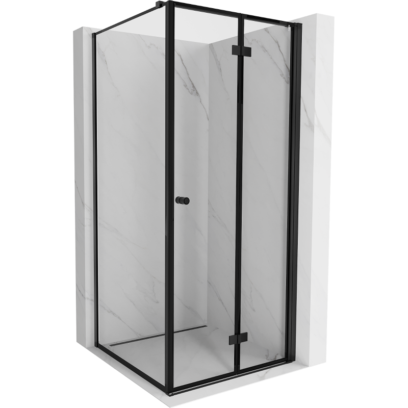 Mexen Mist-F folding shower cabin right 110 x 110 cm, black frame, black - 8A6T-110-110-70-70-P
