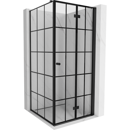 Mexen Mist-F folding shower cabin right 75 x 75 cm, black grid, black - 8A6T-075-075-70-77-P