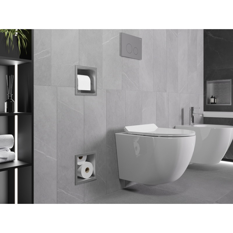 Mexen X-Wall-BP toilet paper holder with magazine, inox - 1914