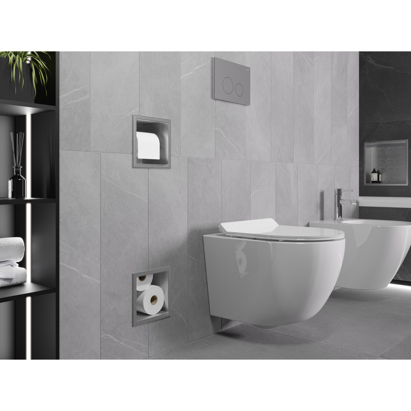 Mexen X-Wall-BP toilet paper holder with magazine rack, inox - 1914